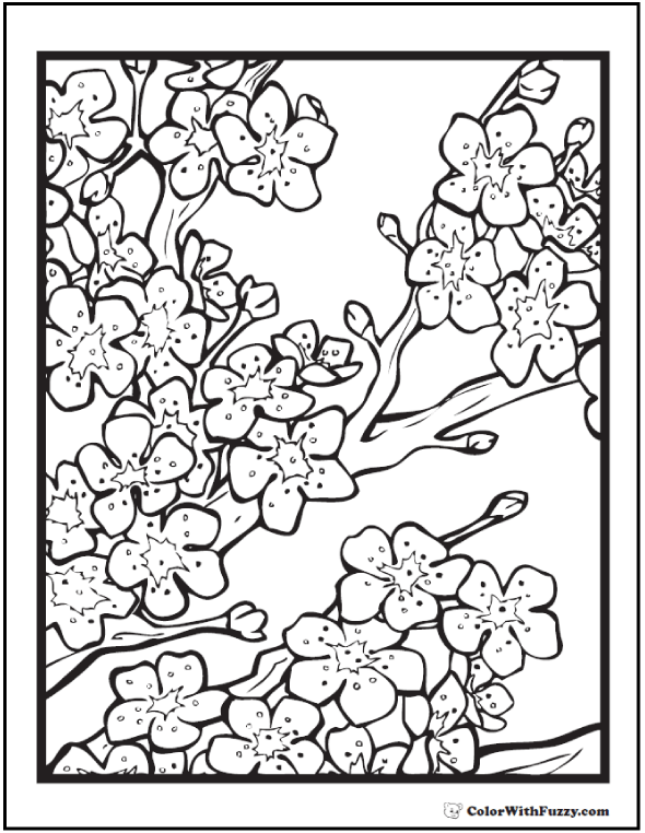 Japanese Flowers Coloring Pages