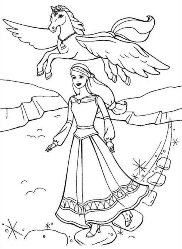 Barbie Horse Coloring Page - Coloring Home