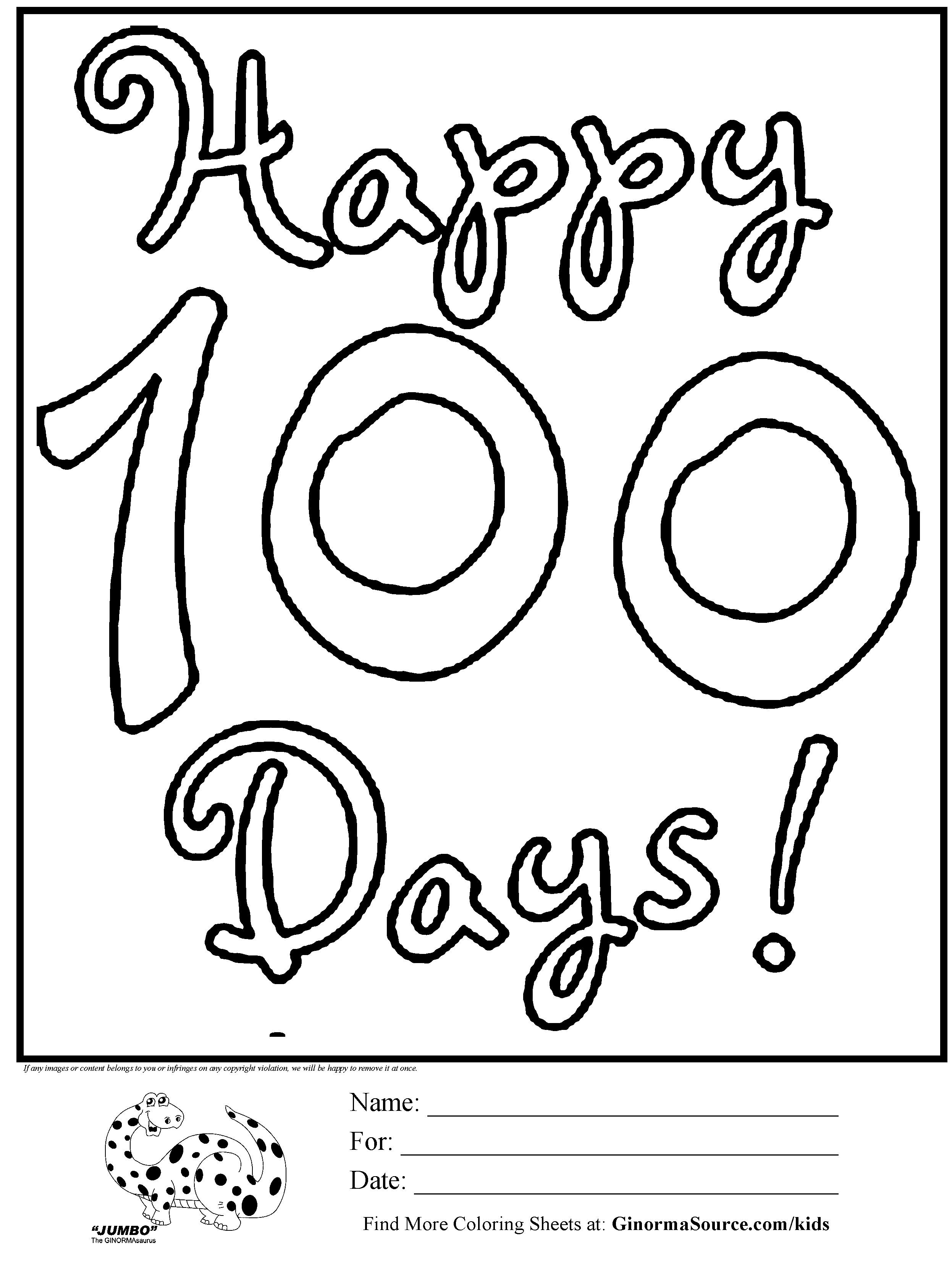 100 Day Free Printables