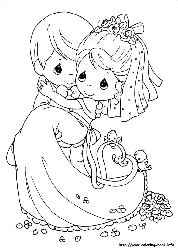 Precious Moments wedding coloring page for bridal shower
