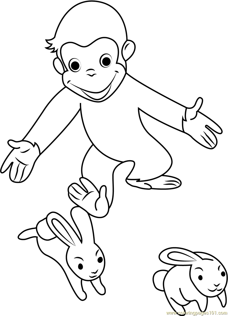 Curious George Playing with Rabbit Coloring Page for Kids - Free Curious  George Printable Coloring Pages Online for Kids - ColoringPages101.com | Coloring  Pages for Kids