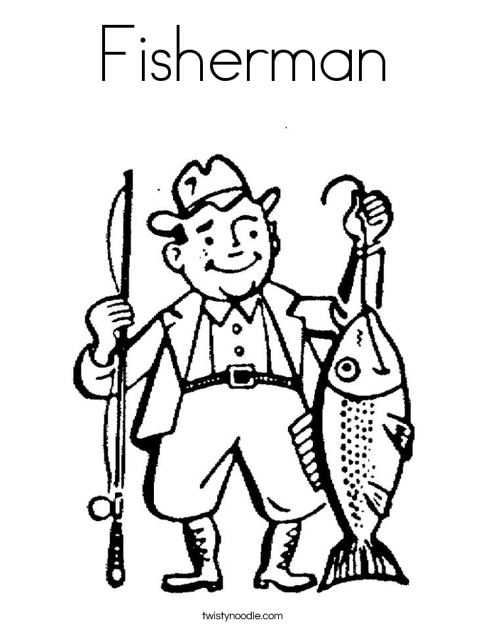 Fisherman Coloring Page - Twisty Noodle