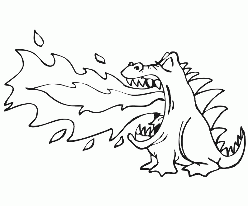 Fire Breathing Dragon Coloring Pages Scary