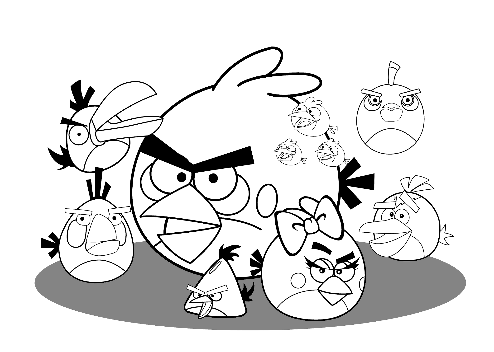 Cartoon Angry Birds Coloring Pages For Kids for Adult