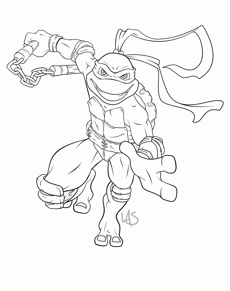 Drawings Michelangelo Ninja Turtle Coloring Pages Sketch Coloring Page