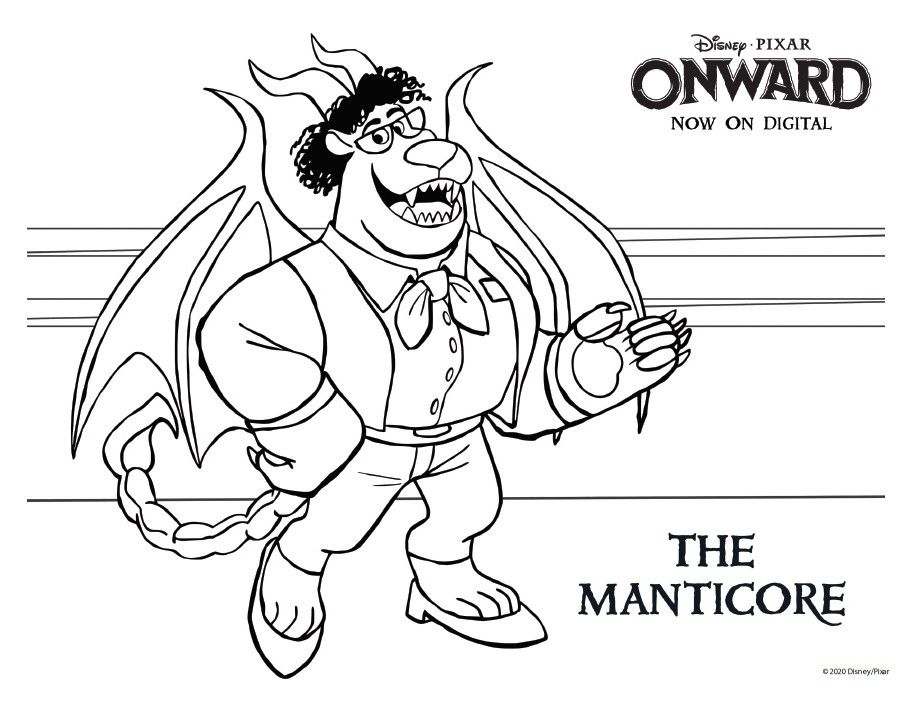 The Manticore Coloring Page Onward Coloring Pages & Activity Sheets – Free  Printables in 2020 | Coloring pages, Free printable coloring pages, Free  printable coloring