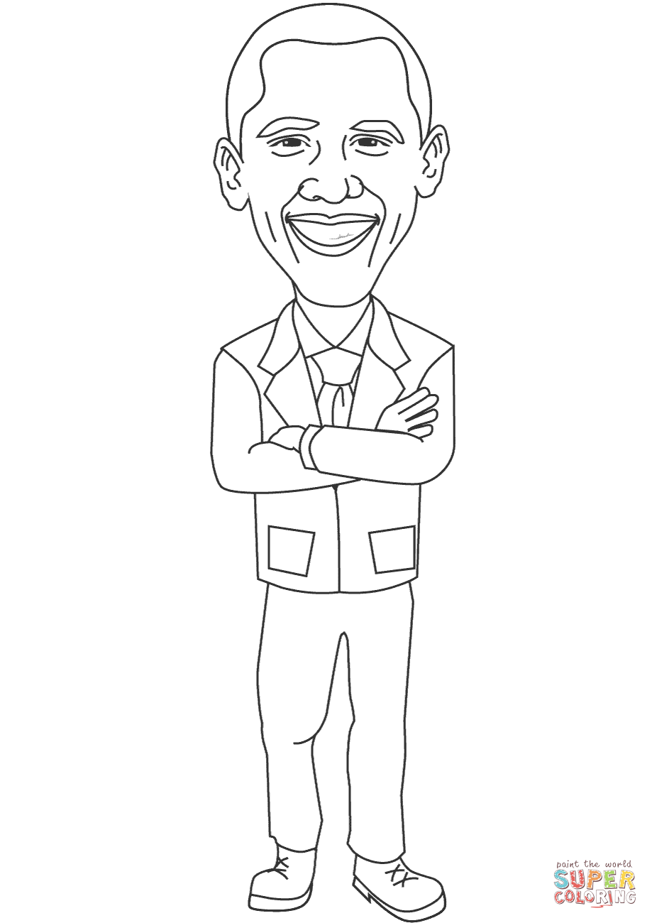 Smiling Barack Obama coloring page | Free Printable Coloring Pages