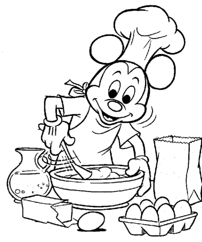 Mickey Is Cooking coloring page | Free Printable Coloring Pages