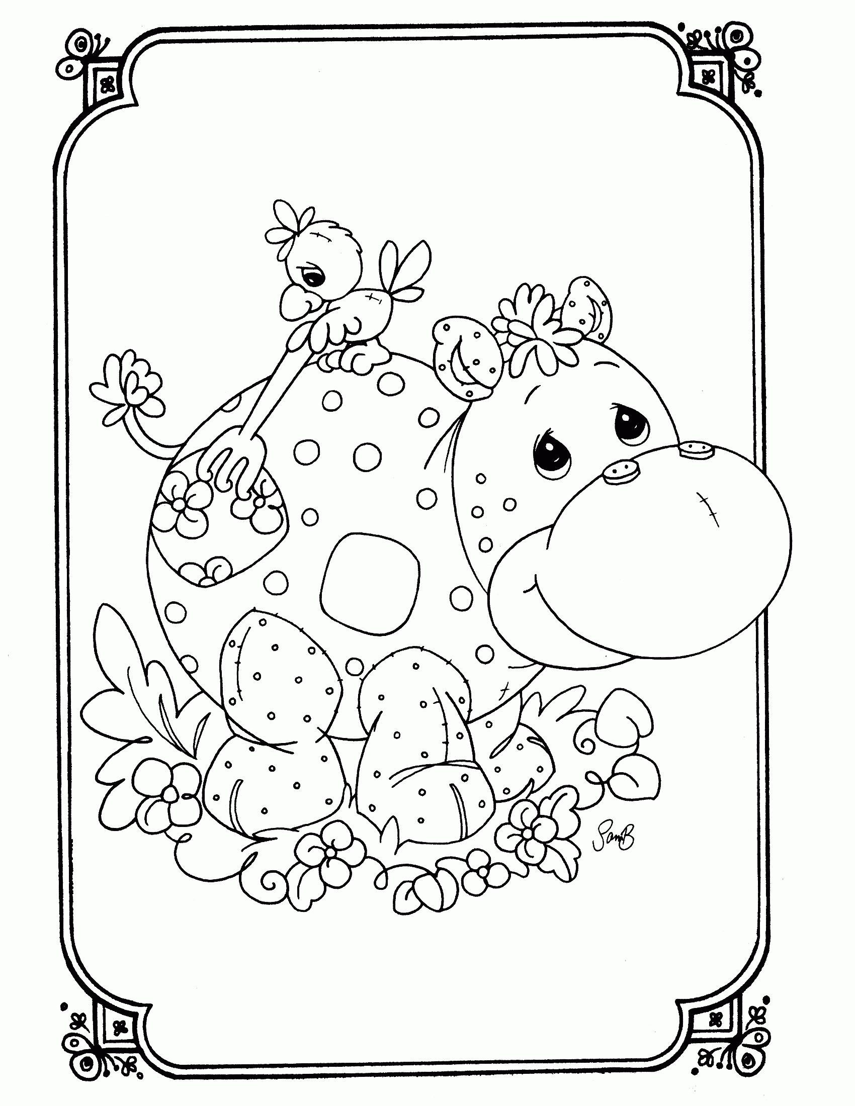 Straightforward Free Coloring Pages Of Precious Moments Animals