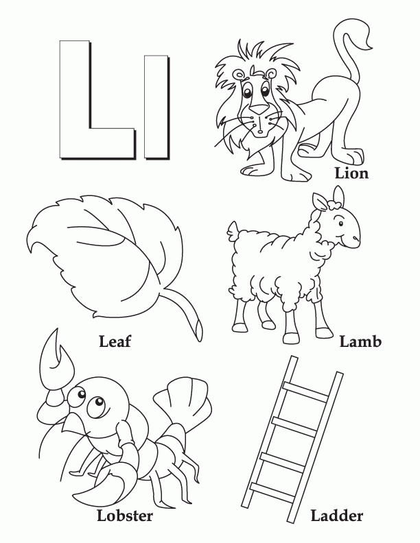 The Letter L Coloring Sheets