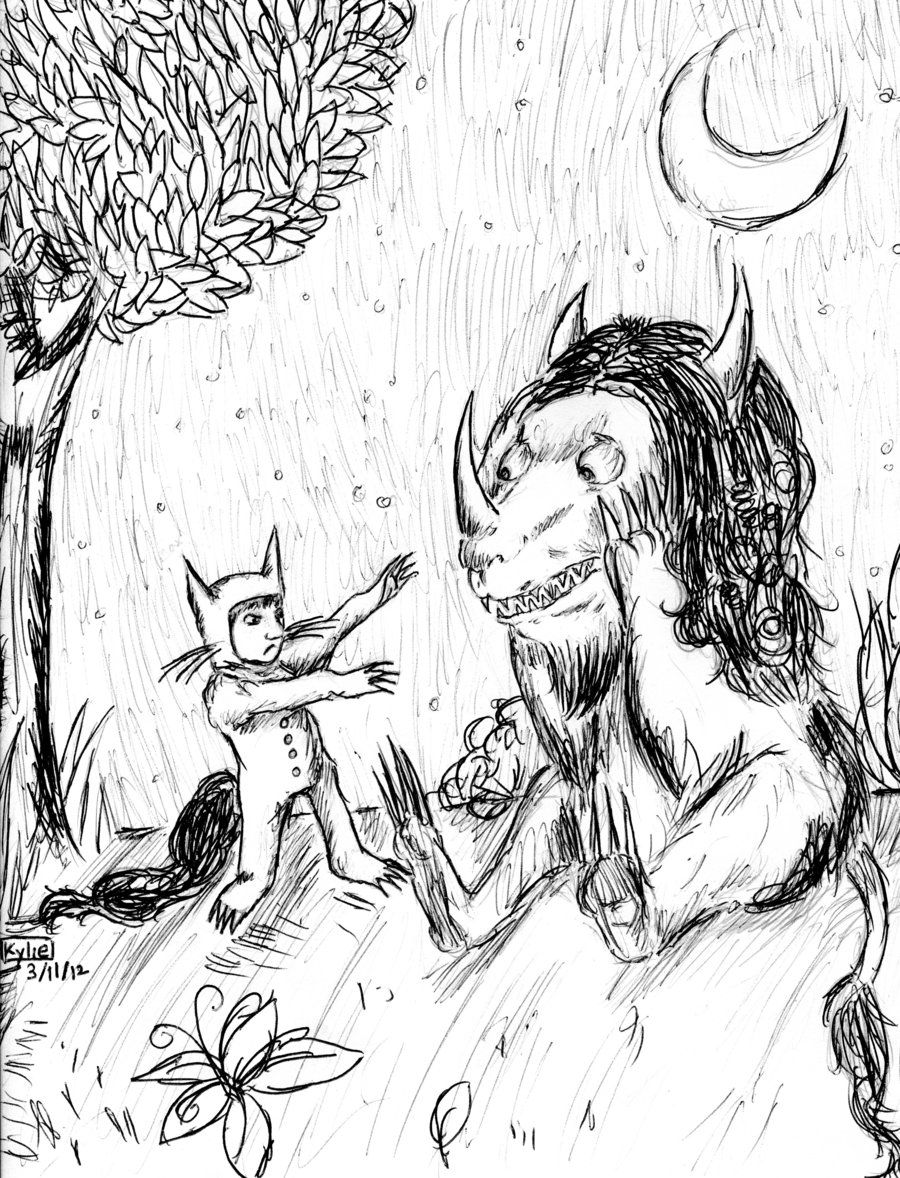 987 Simple Where The Wild Things Are Black And White Coloring Pages with disney character