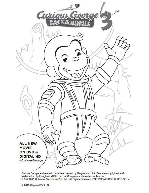 Astronaut Curious George Free Printable Coloring Page - Mama Likes This