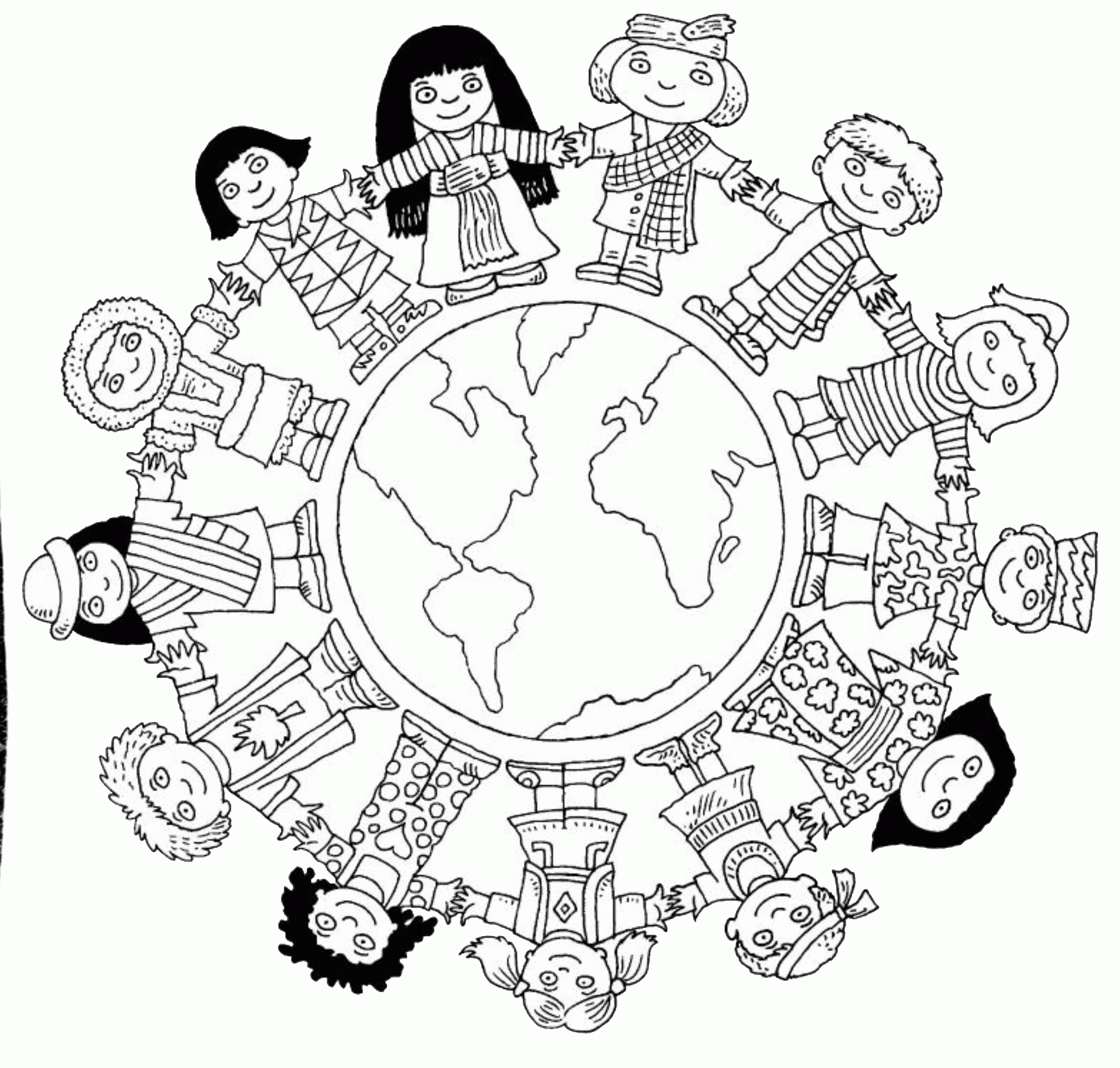 Children Of The World Coloring Page - Coloring Home