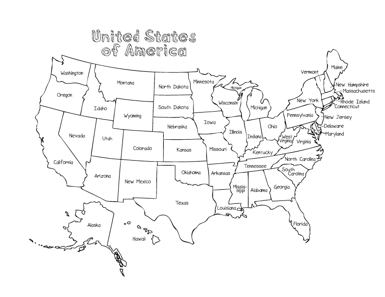 Free Printable Coloring Map Of Usa