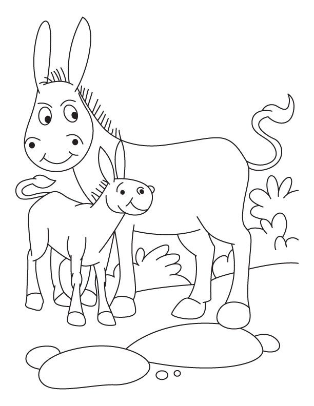 Donkey with foal coloring pages | Download Free Donkey with foal ...