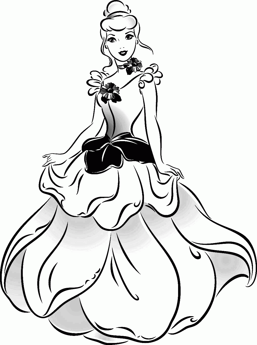 Cinderella Black And White Coloring Pages - Coloring Pages For All ...