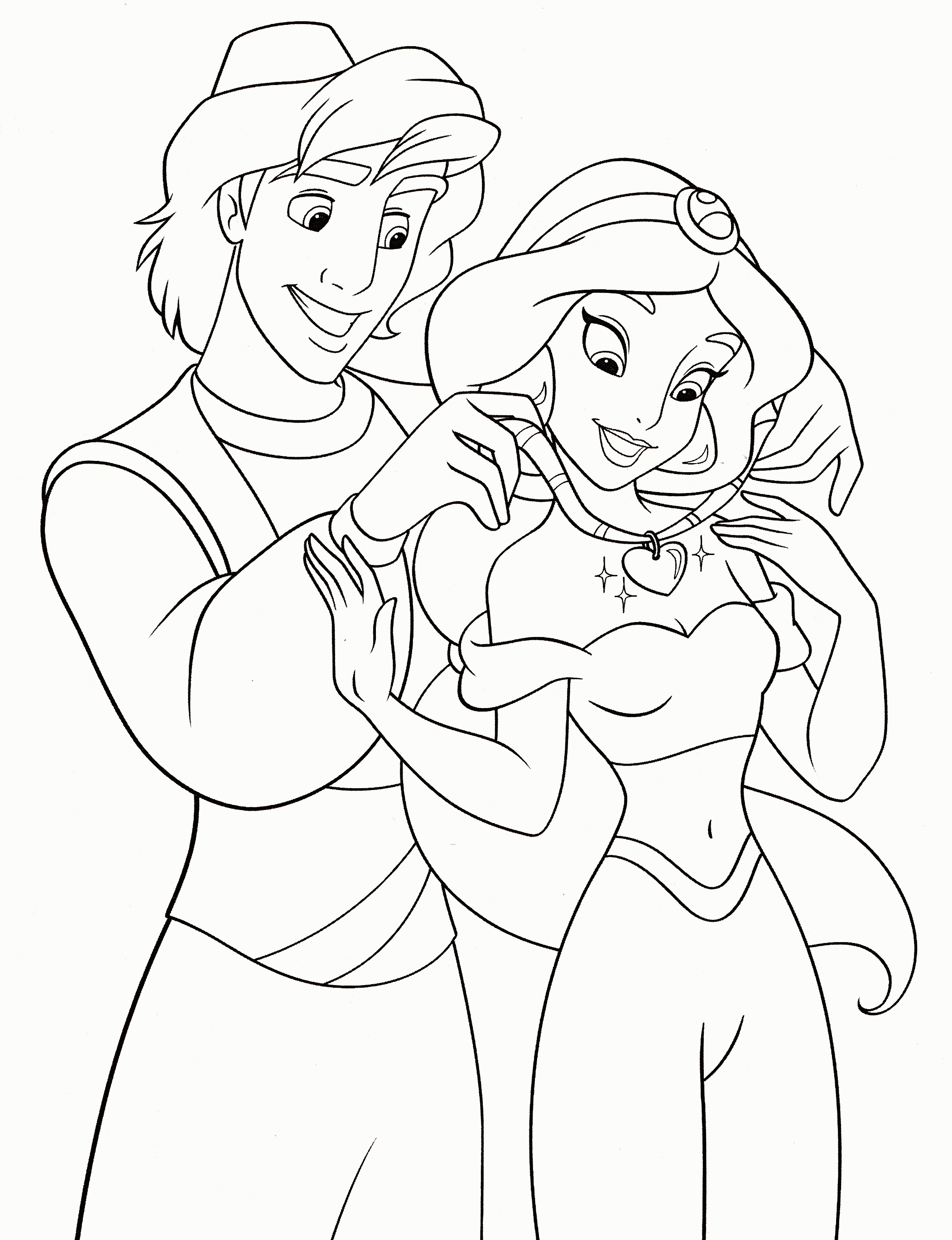 disneys aladdin and princess jasmine coloring pages | Only ...