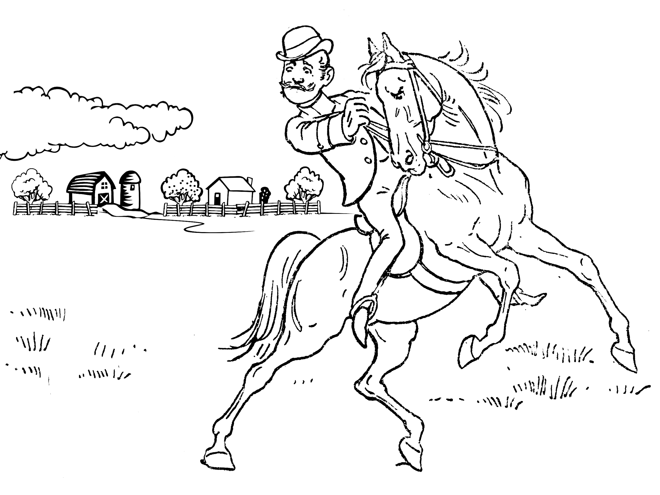 Background Jumping Farm Hourse Coloring Pages Online