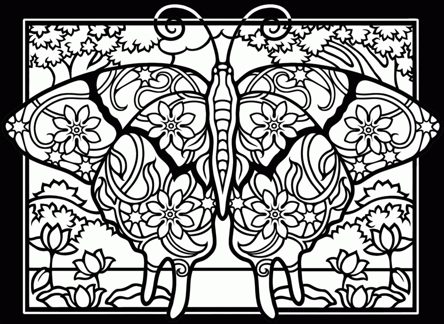 7 Pics of Spring Stained Glass Coloring Pages - Butterfly Stained ...