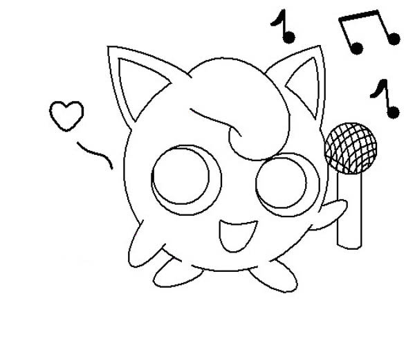 Jigglypuff Holding Microphone Coloring Page - Download & Print ...