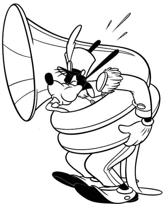 Goofy Blow The Trumpet Coloring Page | Disney coloring pages ...