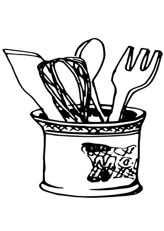 Coloring Page kitchen utensils - free printable coloring pages