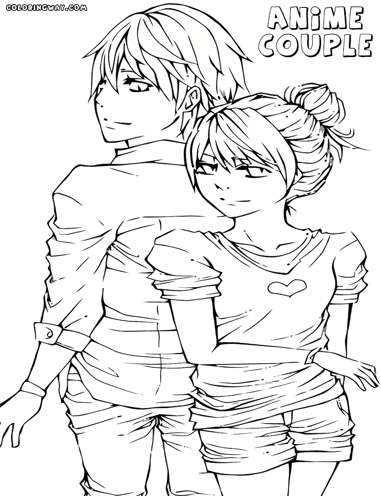 Couple Anime Coloring Pages anime couples hugging coloring pages ...