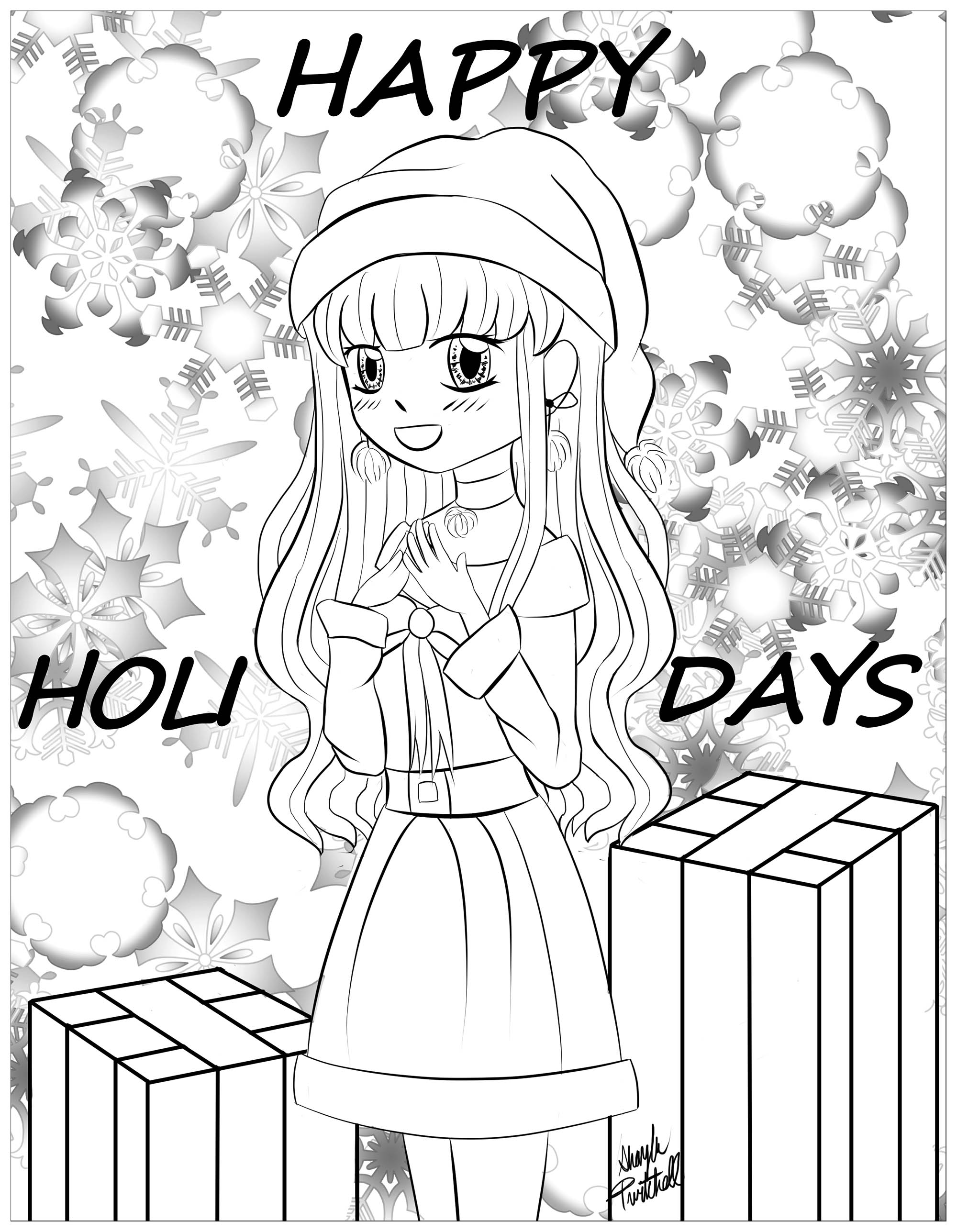 Christmas girl manga style - Christmas ...