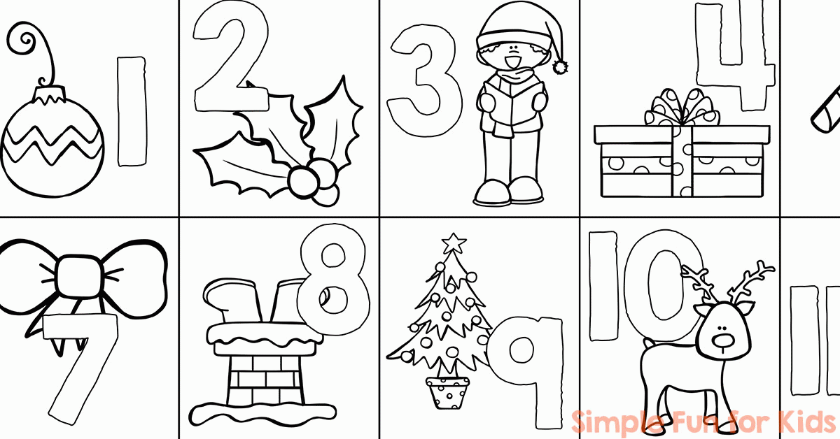 Get Christmas Advent Calendar Coloring Pages PNG