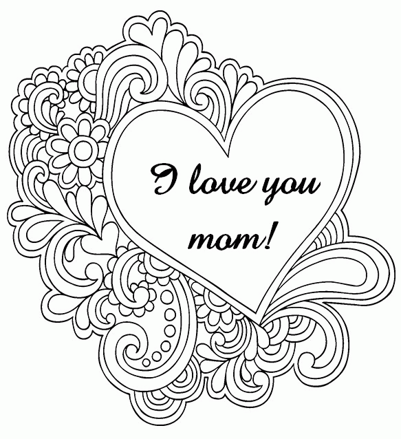 I Love You Mom Coloring Page - Coloring Home