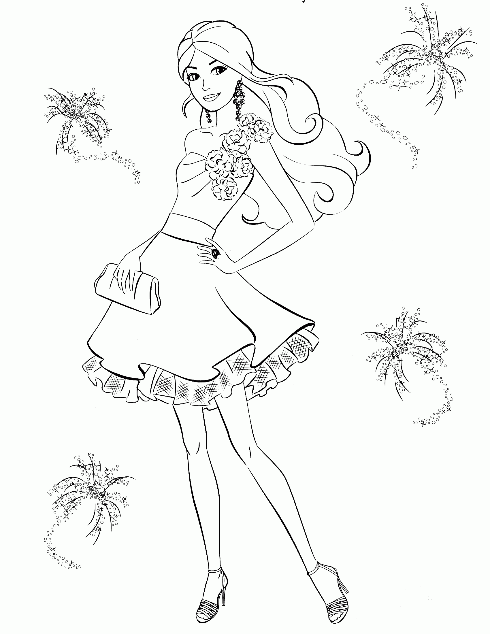Cartoon Barbie Coloring Page Coloring Home