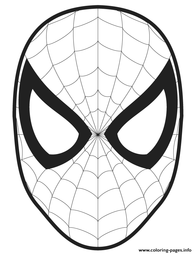 Print spider man face template cut out colouring page Coloring pages