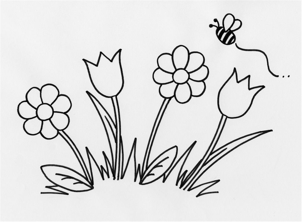 Flower Outline Drawing Cake Ideas and Designs
