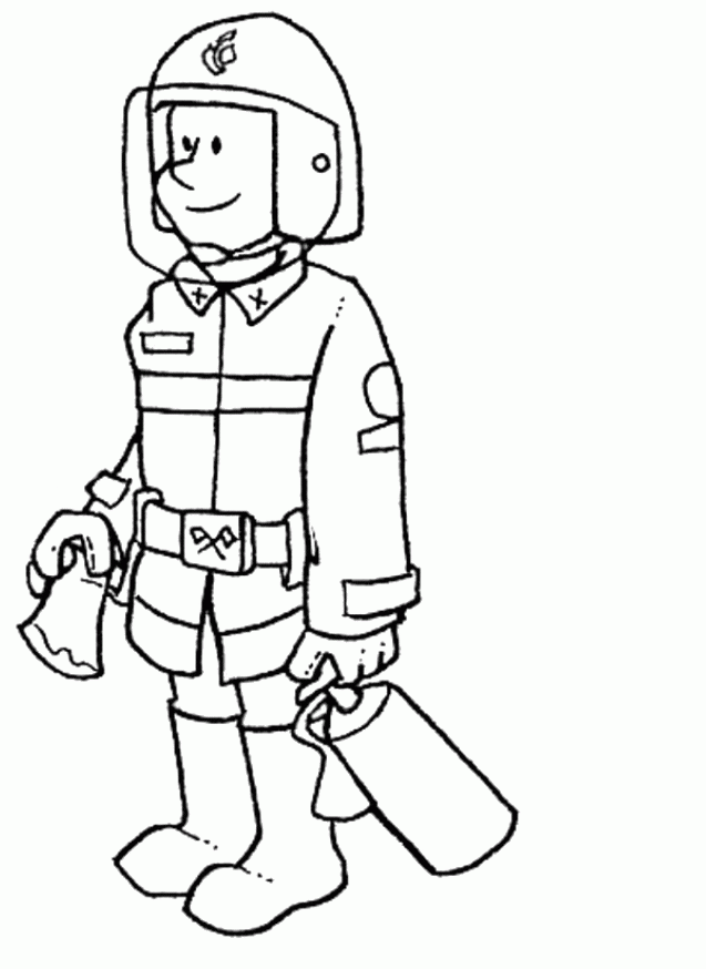 Fireman Carry Tools Coloring Pages - Fireman Coloring Pages 