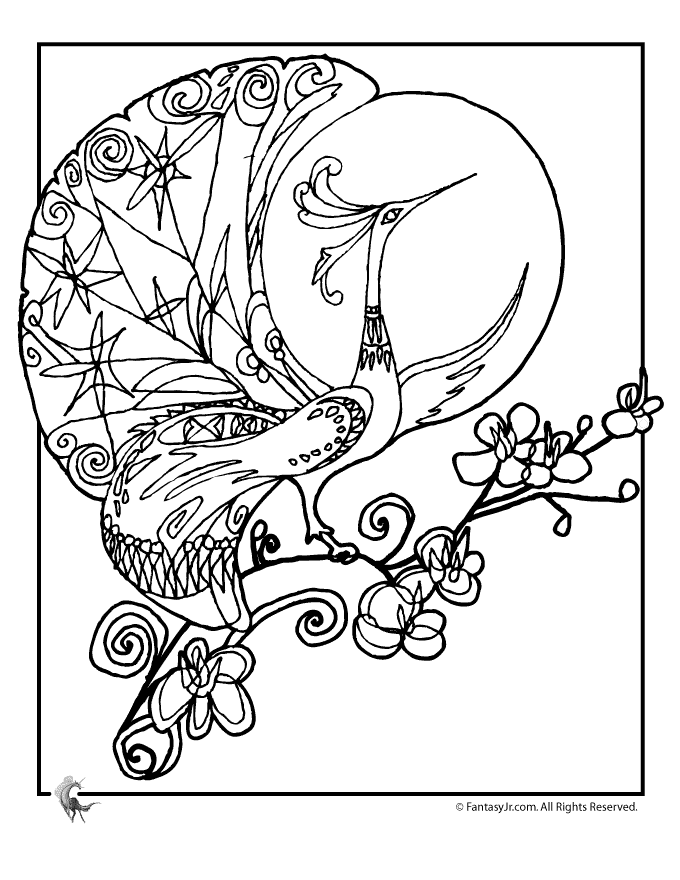 Summer Peacock Coloring Pages | Fantasy Jr.