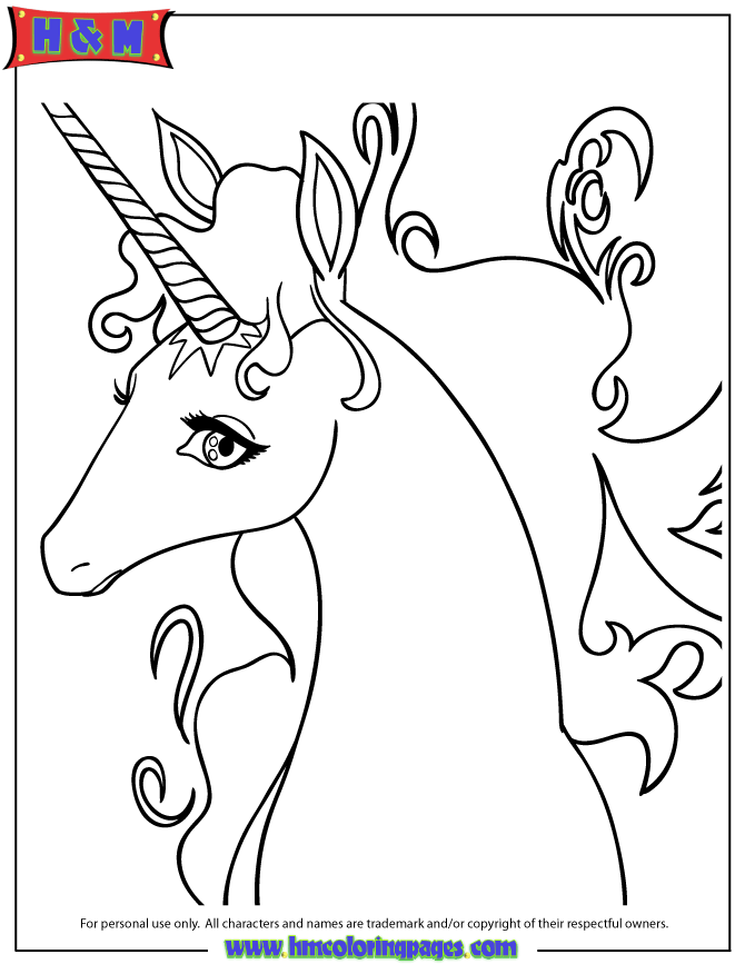 Pretty Cartoon Unicorn Drawing Coloring Page | Free Printable 
