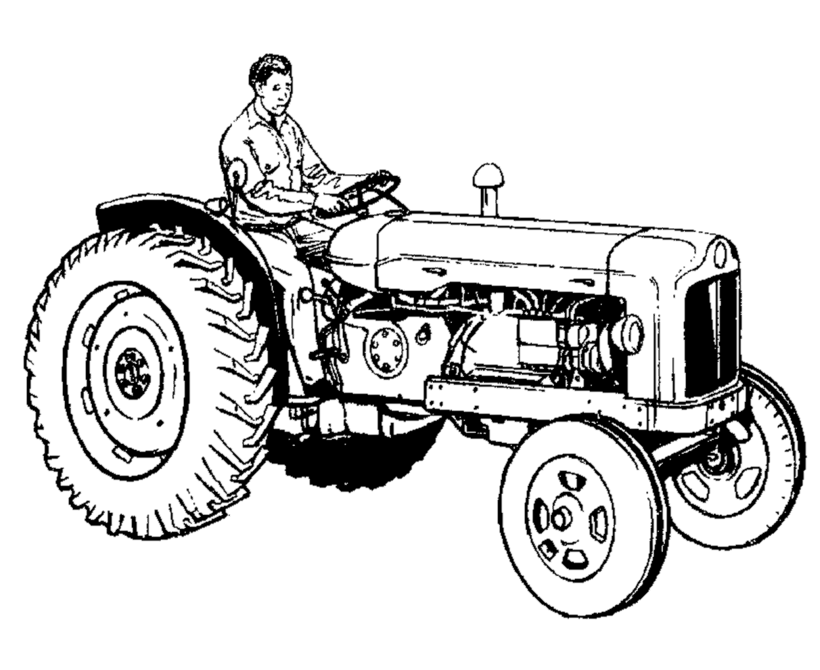 Farm Tractor Coloring Pages | Farmer sitting on on a tractor 