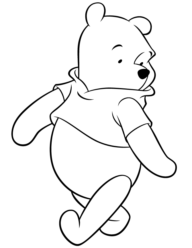 Disney Pooh Bear Walking Coloring Page | HM Coloring Pages