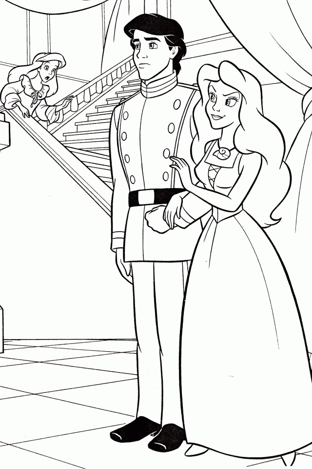 Ariel And Prince Eric Coloring Pages | download free printable 