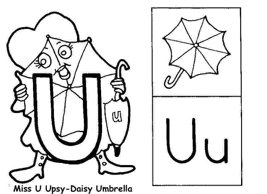 Letter U for Umbrella Coloring Page