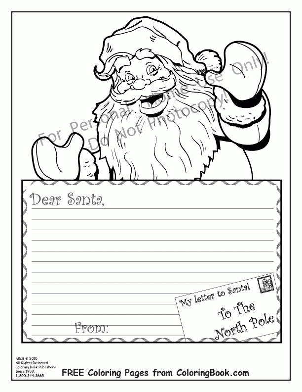 Free Online Coloring Pages-Dear Santa | MonsterMarketplace.
