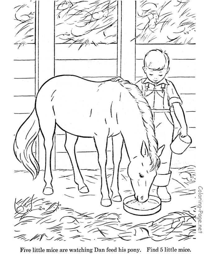 Horse Coloring Page - Hidden pictures