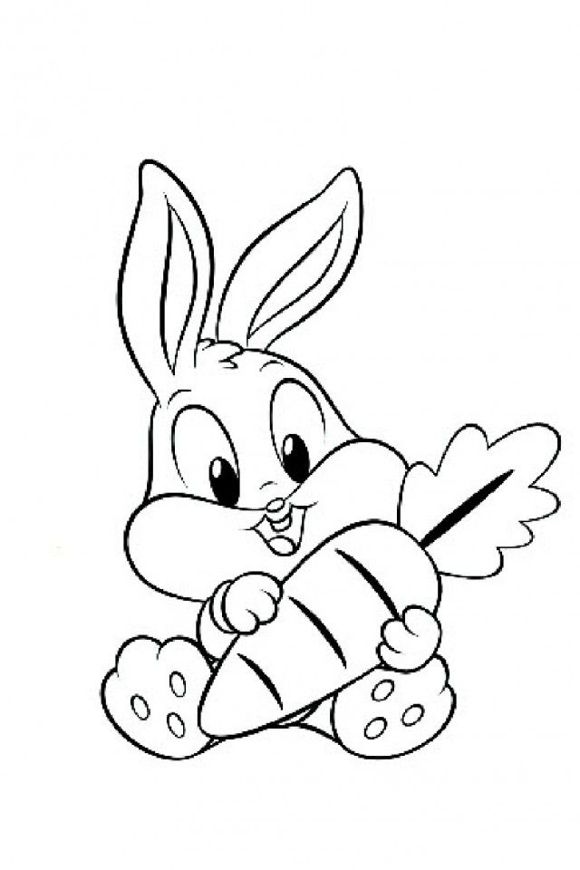 Bunny With Carrot Coloring Page - Coloring Home