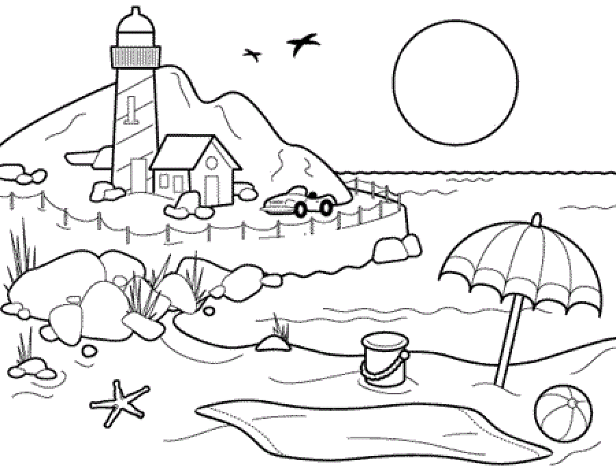 Summer Beach Coloring Pages | Coloring