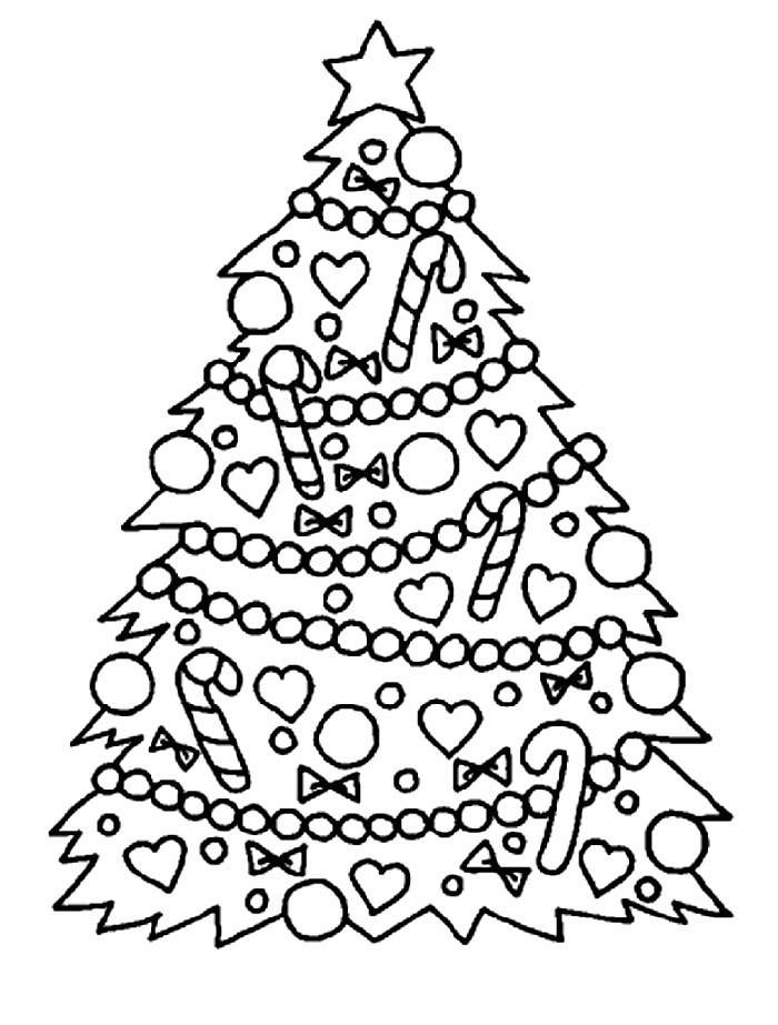 Christmas tree printable coloring page for preschoolers 