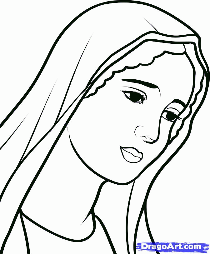 Draw Mary, Virgin Mary, Step by Step, Drawing Sheets, Added by 