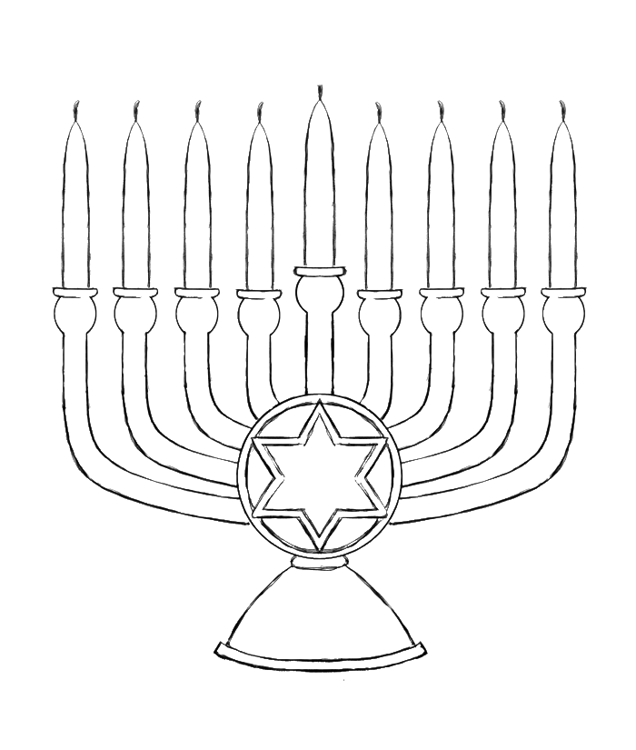 The Big Candle Of Menorah Coloring Pages - Manorah Coloring Pages 