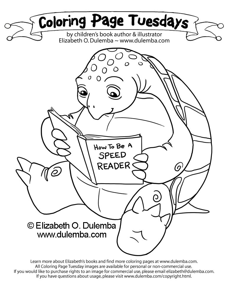 dulemba: Coloring Page Tuesday - Speed Reading Turtle!