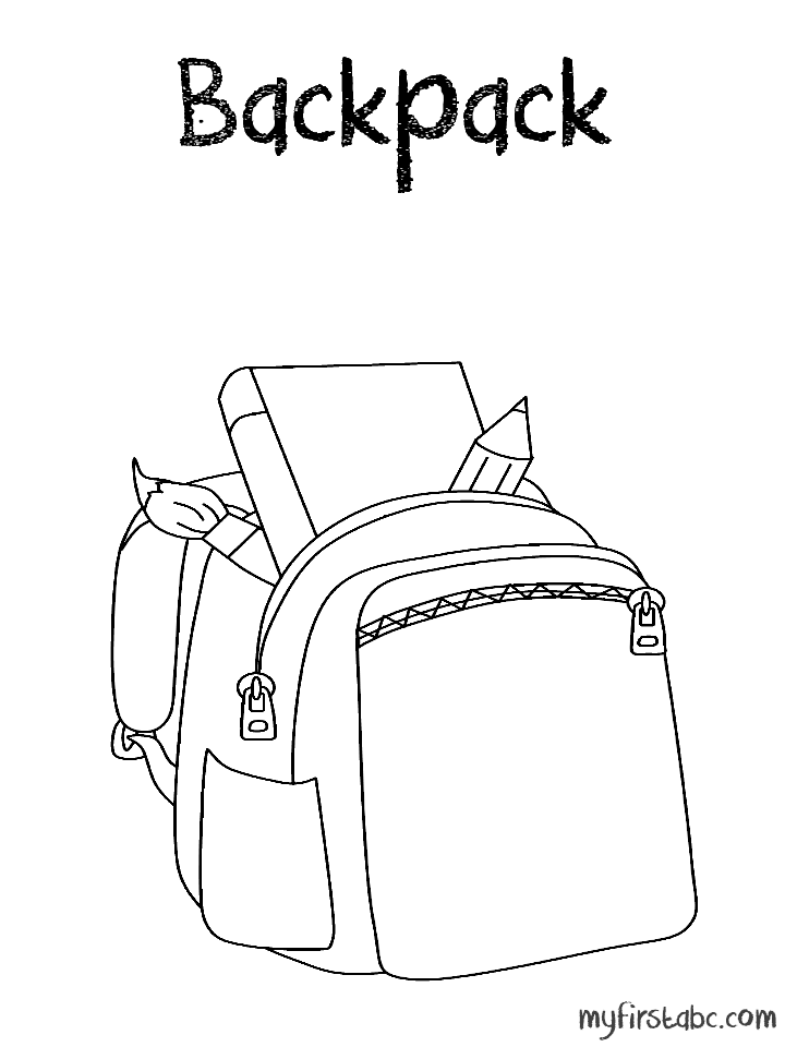 Backpack Coloring Page - My First ABC