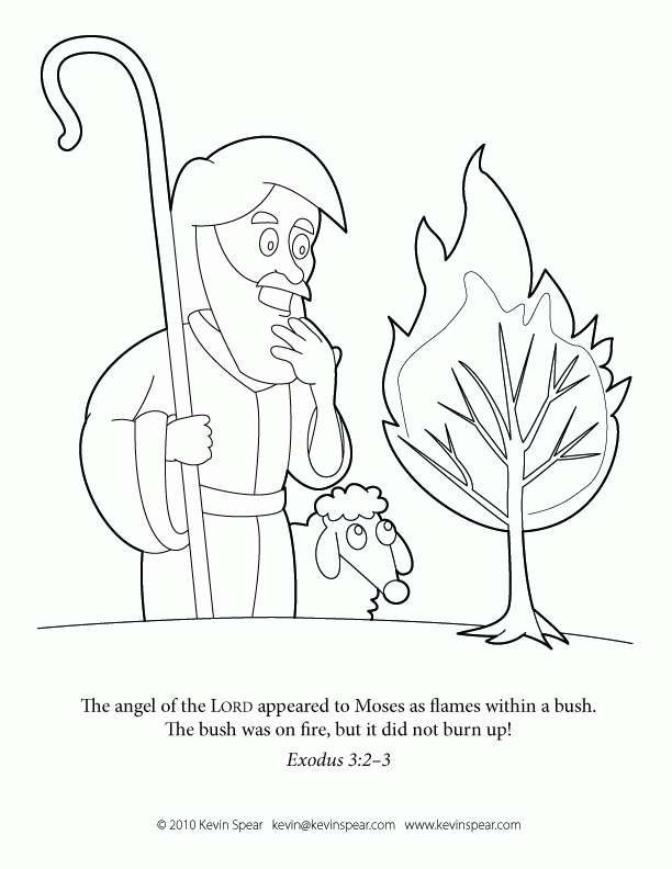 Bible Coloring Pages Moses And The Burning Bush